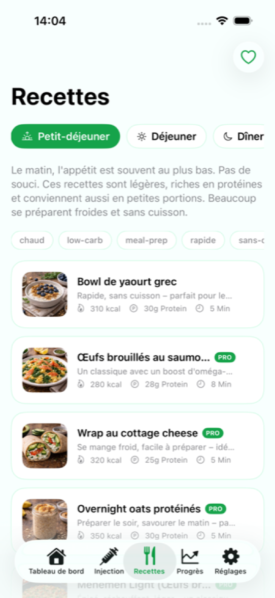 Levida Recettes &mdash; repas riches en prot&eacute;ines pour patients GLP-1