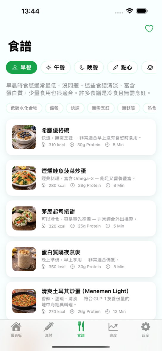 Levida 食譜 — 專為 GLP-1 患者設計的高蛋白餐點