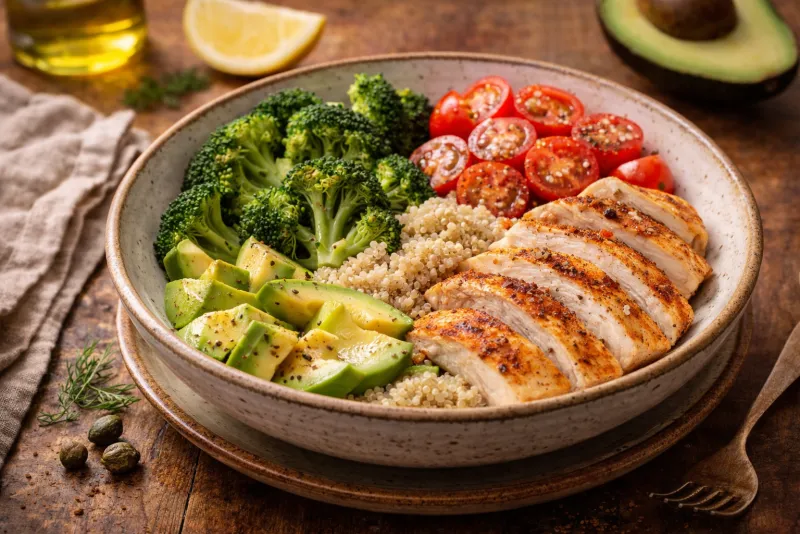 Hähnchen-Quinoa-Bowl mit Gemüse