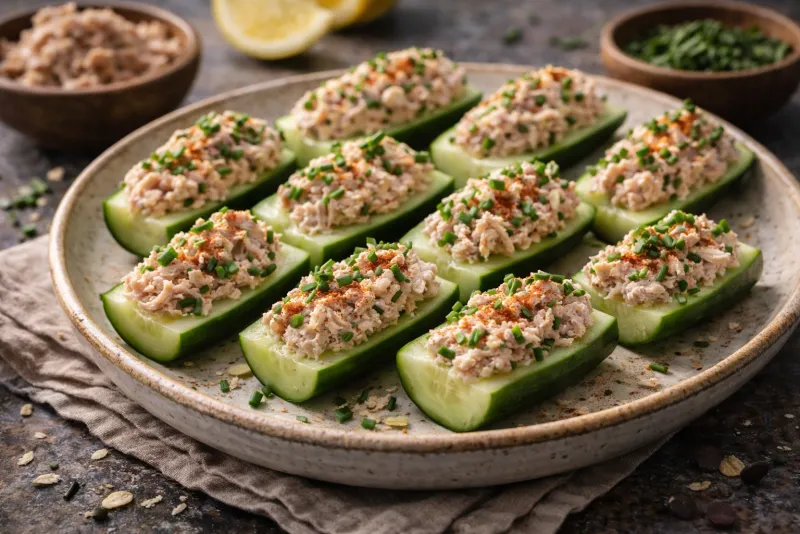 Gurkenschiffchen mit Thunfischcreme