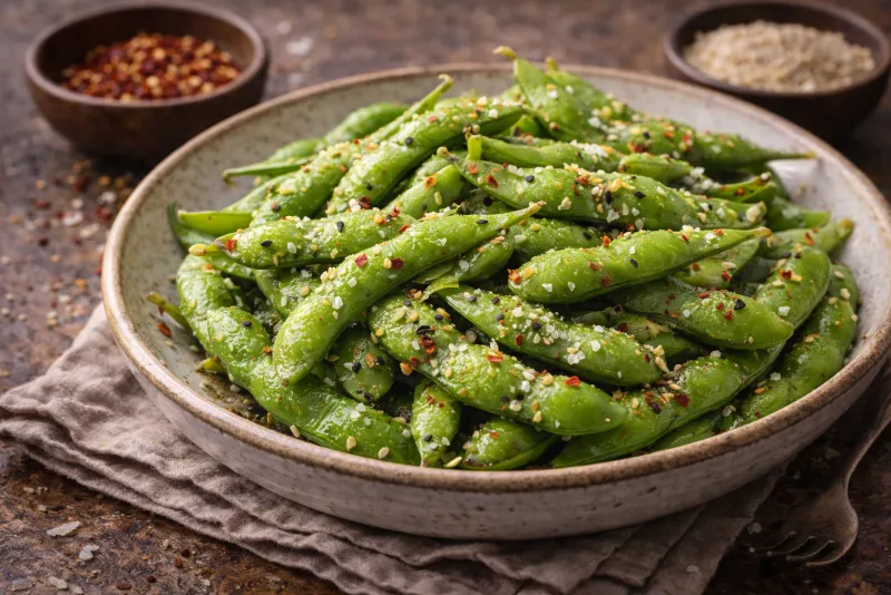 Edamame mit Meersalz & Chili